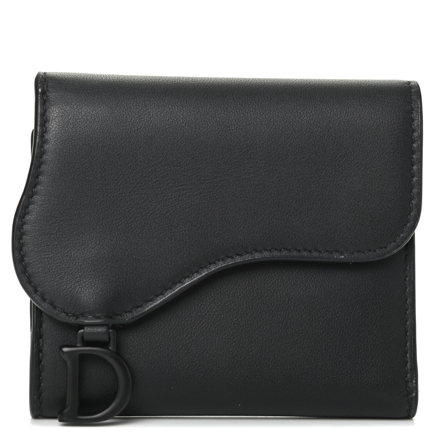 Ultra Matte Calfskin Saddle Lotus Wallet Black