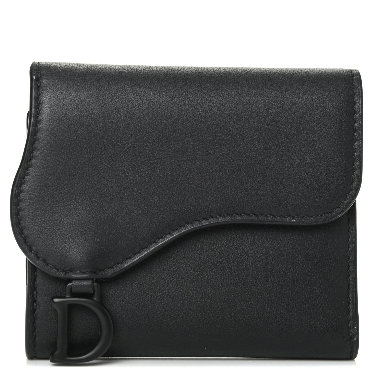 Christian Dior Ultra Matte Calfskin Saddle Lotus Wallet Black 1 of 6