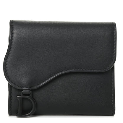 Christian Dior Ultra Matte Calfskin Saddle Lotus Wallet Black 1 of 6