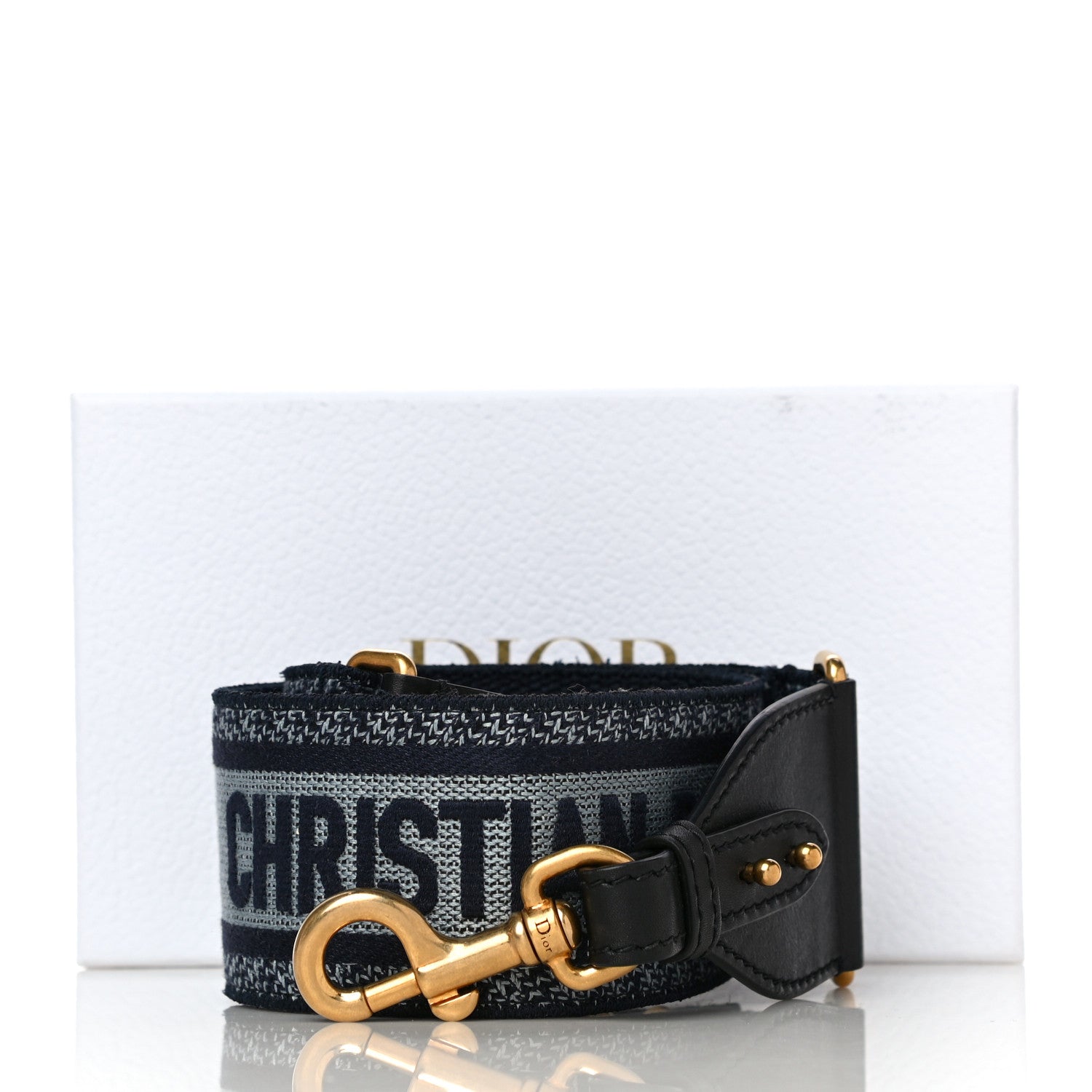 Christian Dior Canvas Embroidered Shoulder Strap Blue 10 of 10