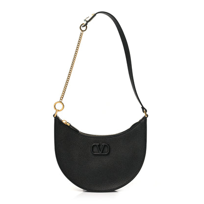 Valentino Garavani Grainy Calfskin Mini Vlogo Hobo Bag Black 1 of 10