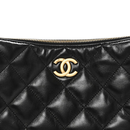 Chanel Shiny Lambskin Quilted CC Hobo Black 8 of 10