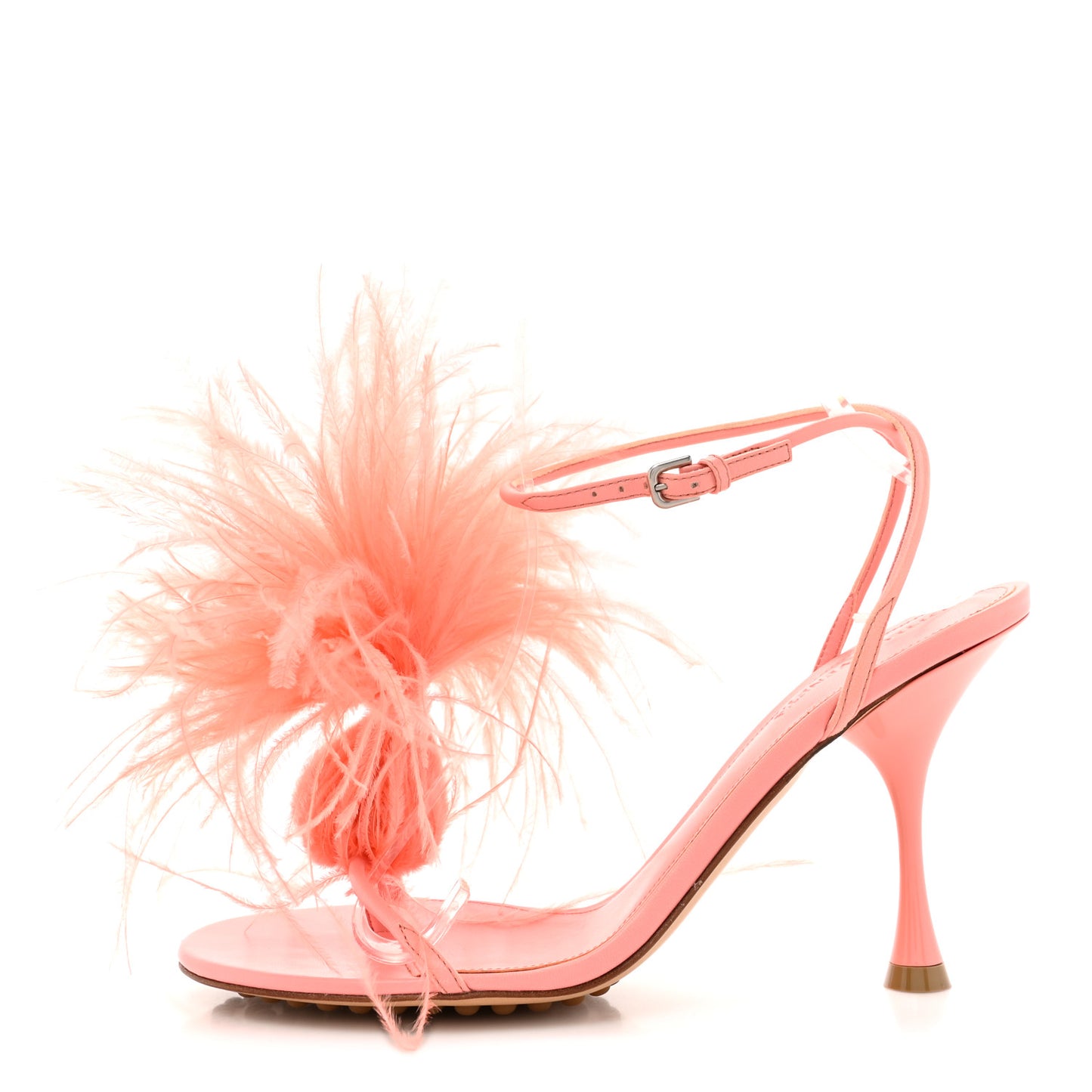 Lambskin Feather Dot Sandals 37 Flamingo