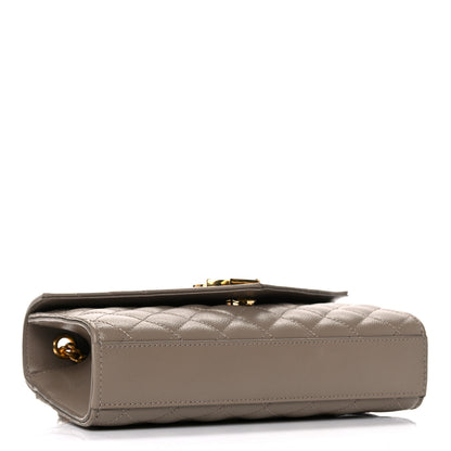 Saint Laurent Grain De Poudre Textured Mixed Matelasse Triquilt Small Monogram Satchel Dark Beige 4 of 11