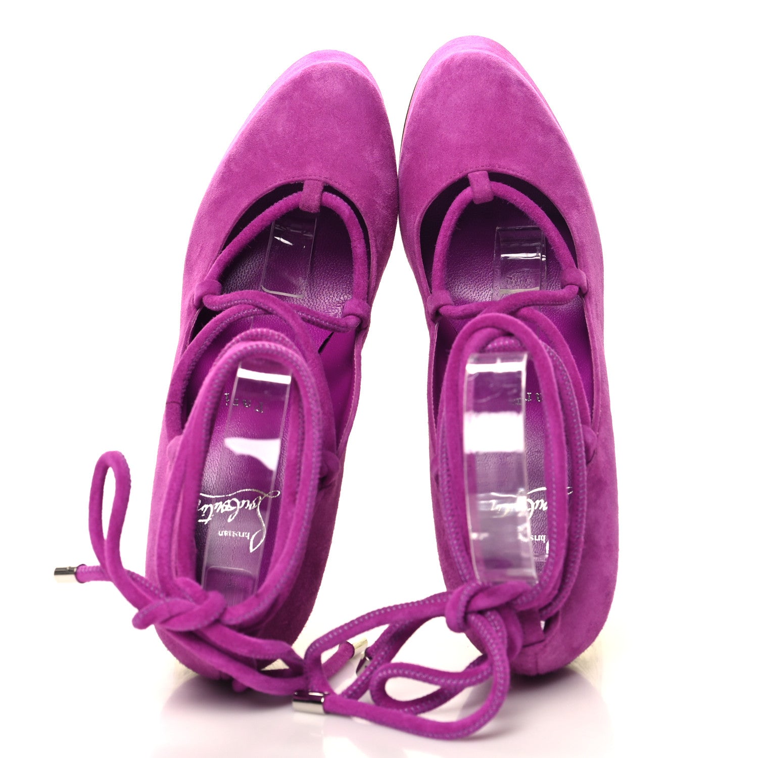 Christian Louboutin Veau Velours Loubi Mystery Yazefir 130mm Platform Pumps 39 Bougainvillier 2 of 9