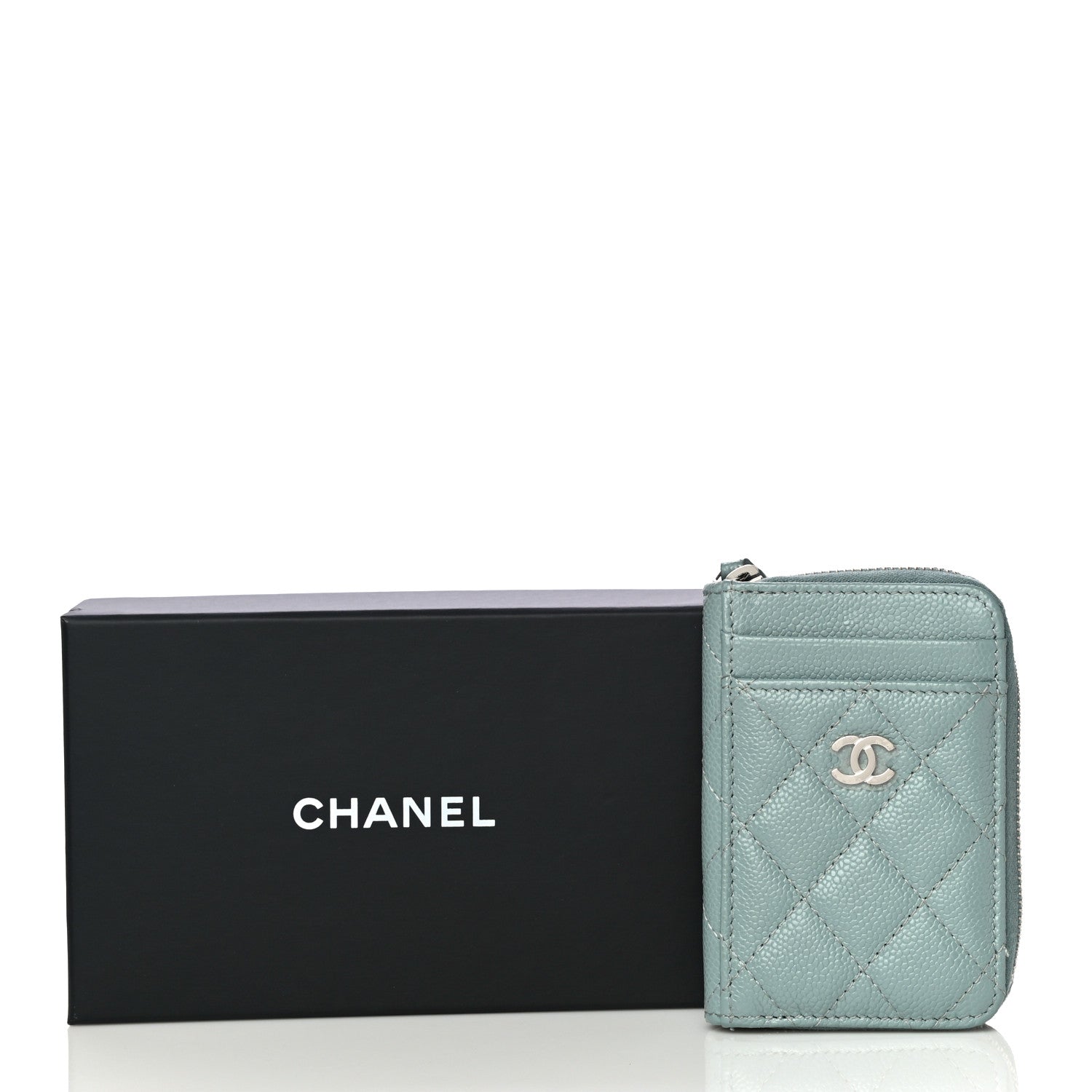 Chanel Caviar Quilted Zip Card Holder Light Blue 13 of 13