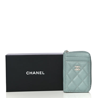 Chanel Caviar Quilted Zip Card Holder Light Blue 13 of 13