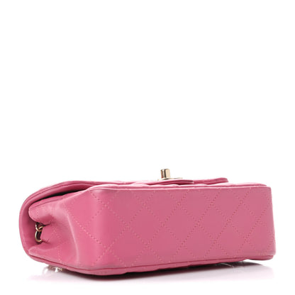 Chanel Lambskin Quilted Mini Rectangular Flap Dark Pink 3 of 4