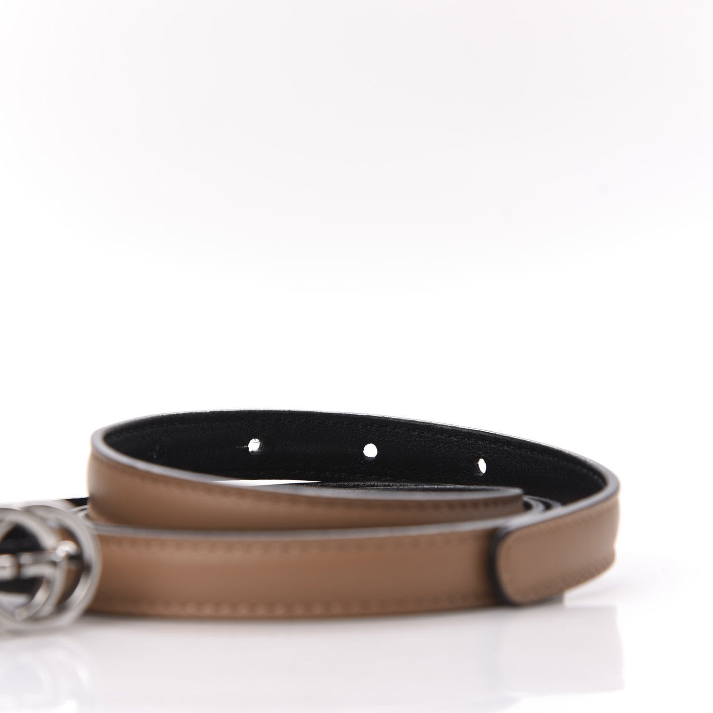 Moon Calfskin Nickel Interlocking G 20mm Belt 100 40 Camelia