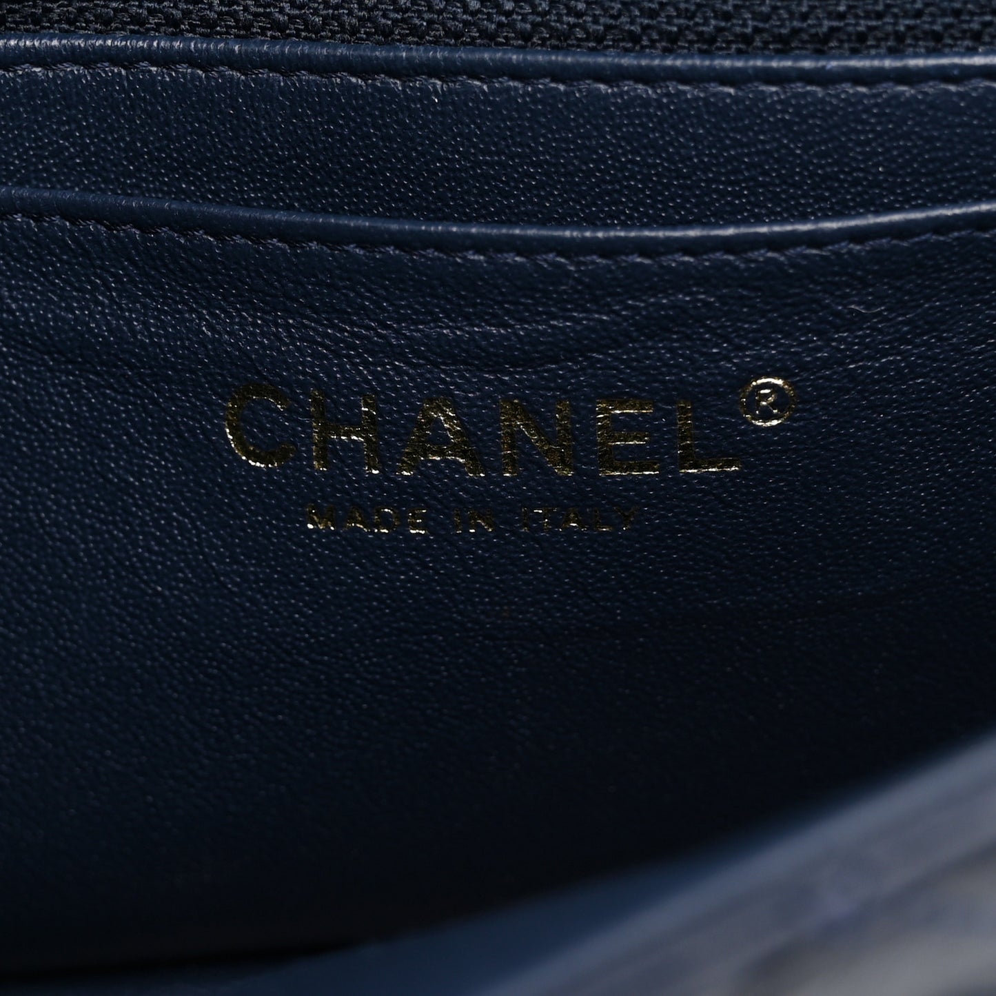 Lambskin Quilted Mini Rectangular Flap Dark Navy Blue
