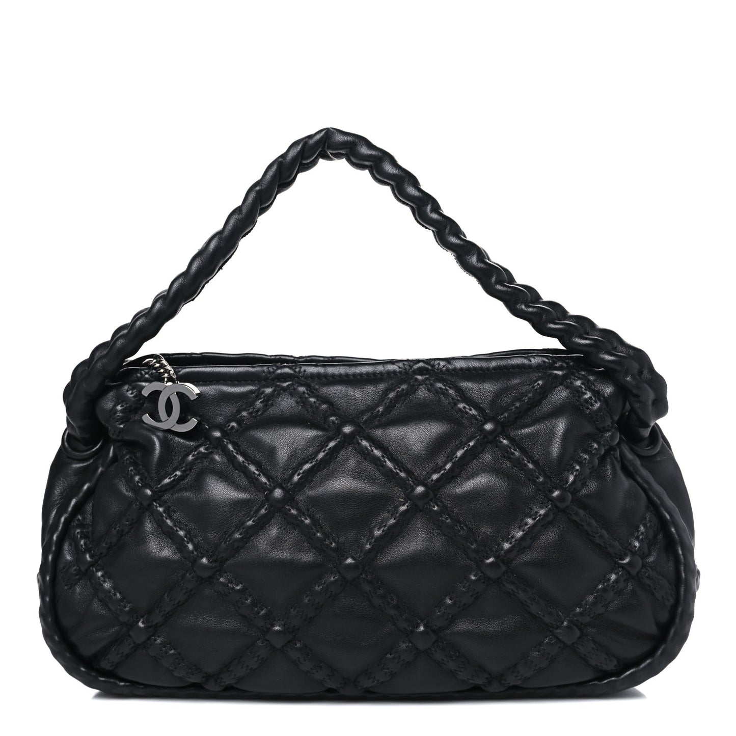Lambskin Quilted Small Hidden Chain Shoulder Bag Black