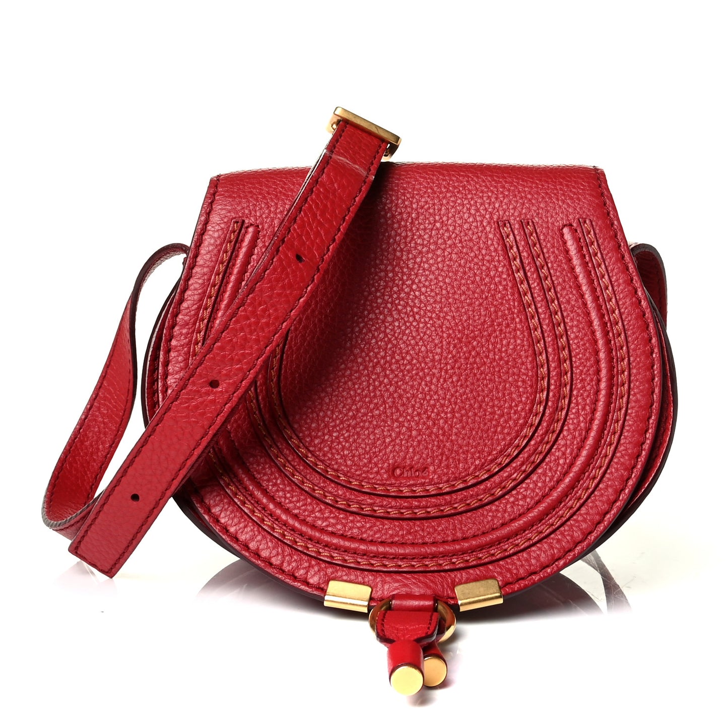 Calfskin Mini Marcie Round Crossbody Bag Red