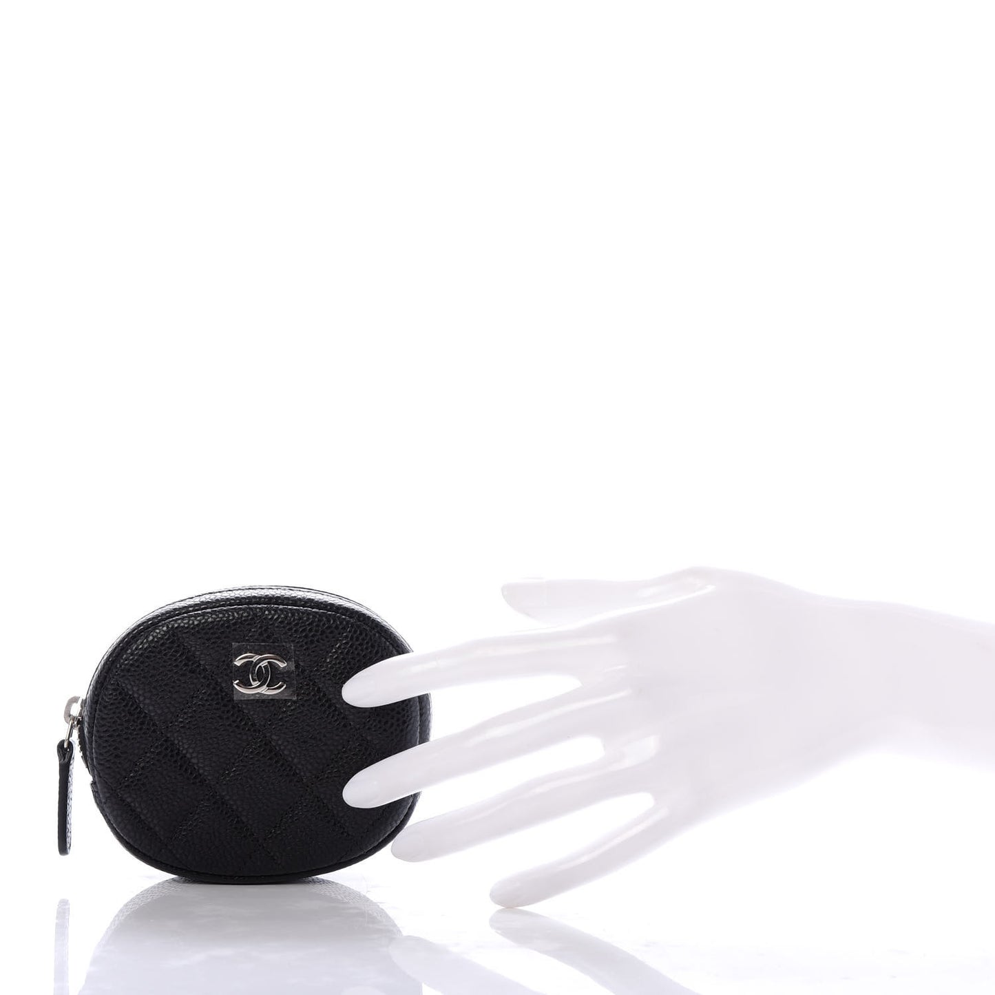 Caviar Quilted Zip Around Classic Coin Purse Black