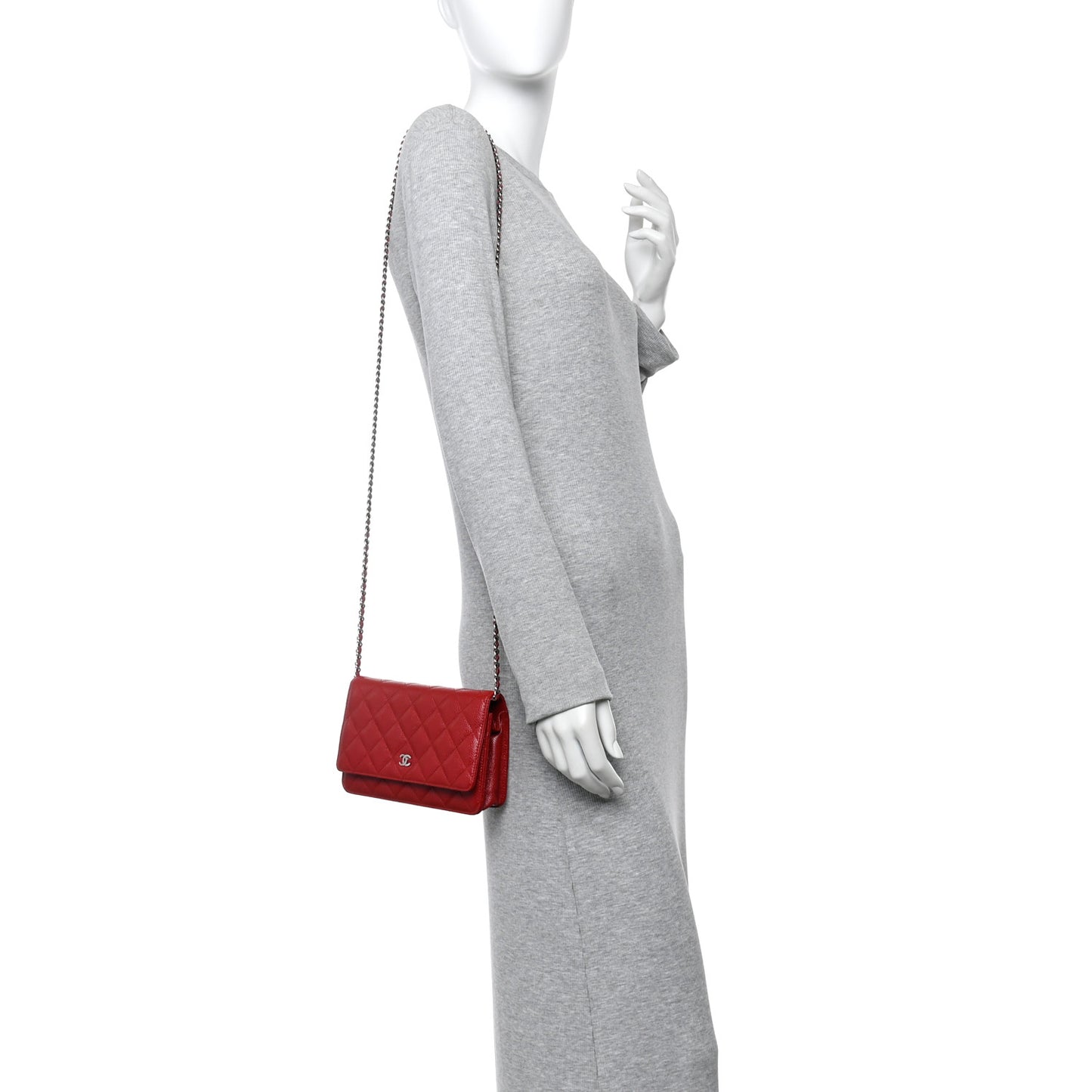 Caviar Quilted Wallet On Chain WOC Red