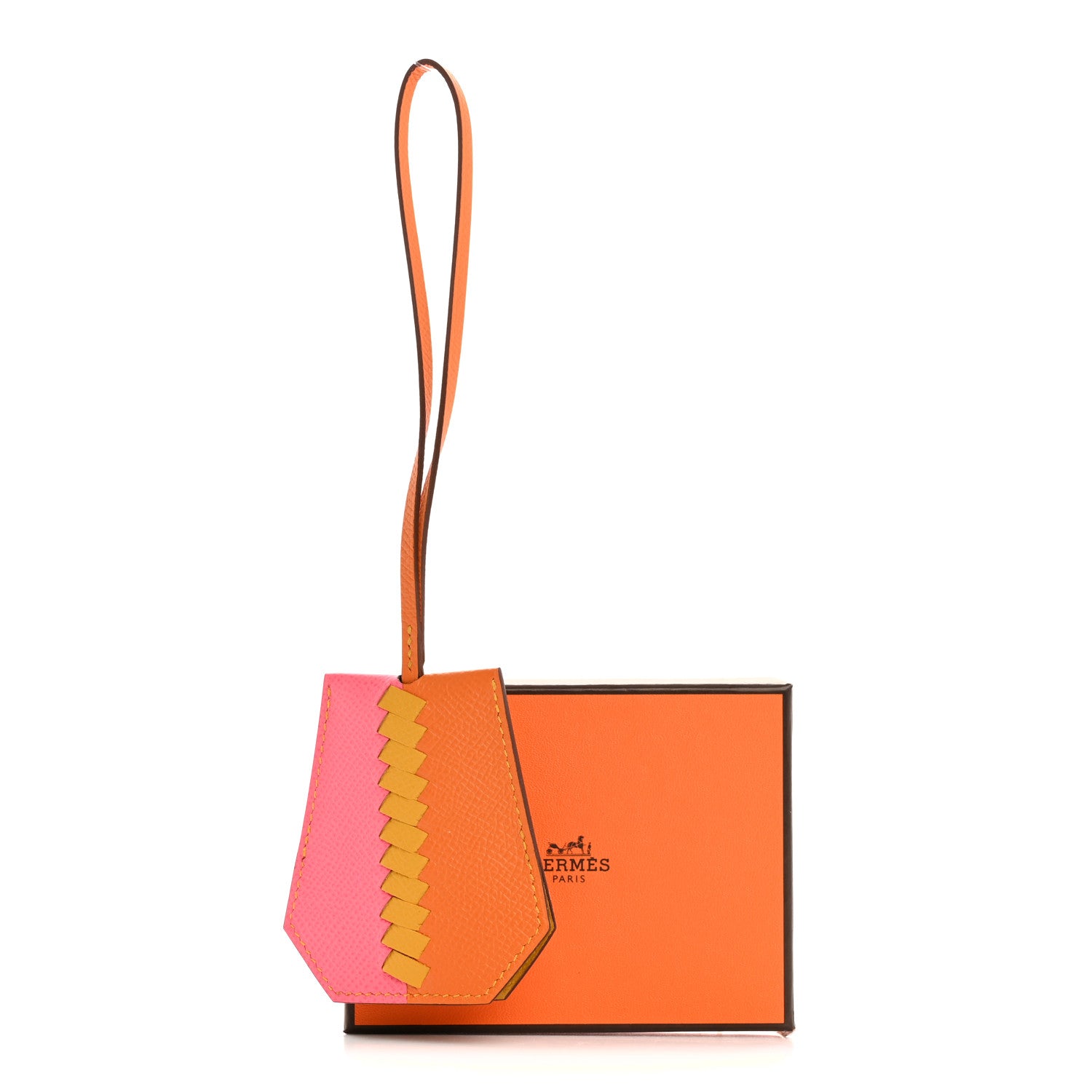 Hermes Epsom Clochette Cles Charm Rose Azalee Abricot Jaune Ambre 6 of 6