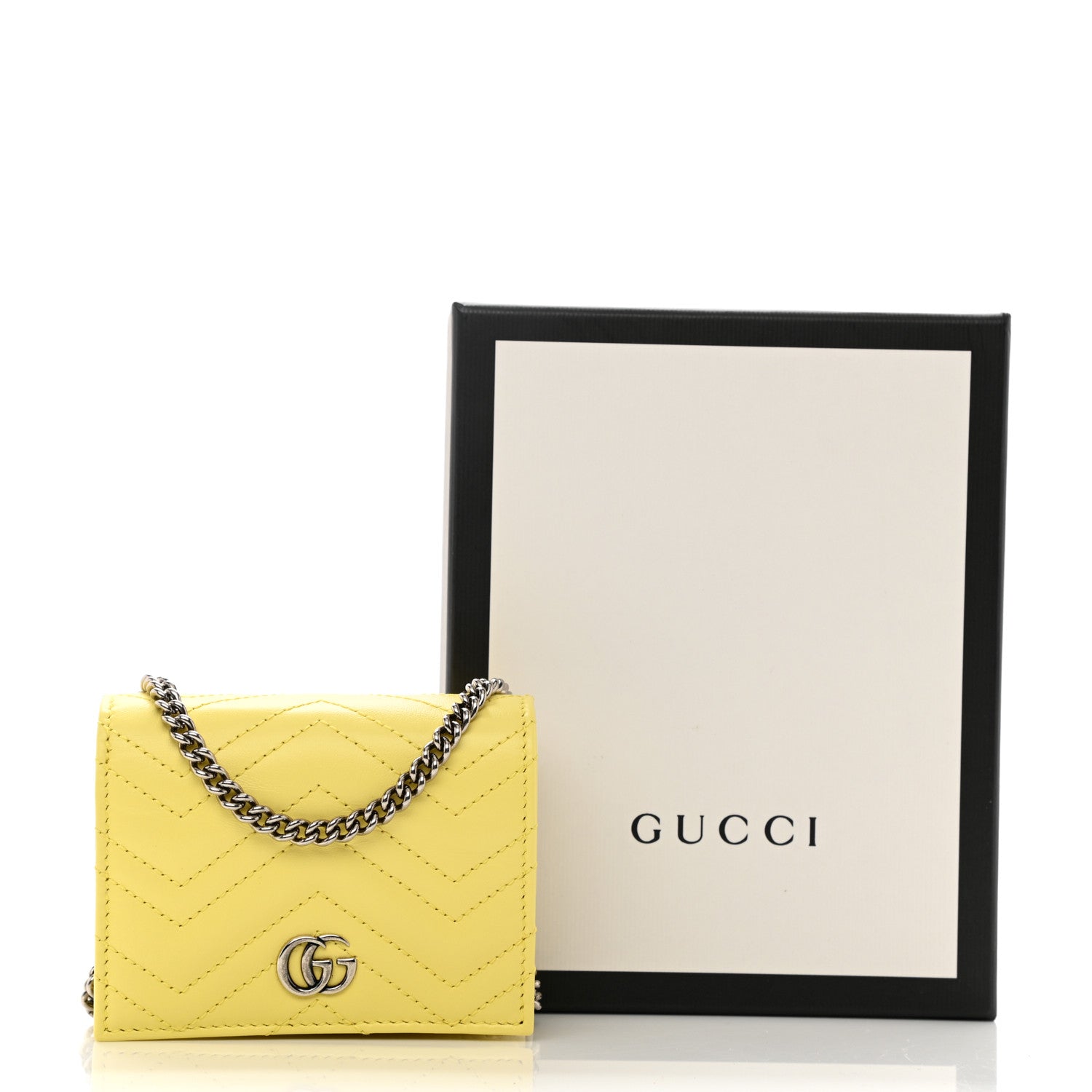 Gucci Calfskin Matelasse GG Marmont Mini Wallet On Chain Banana 10 of 10
