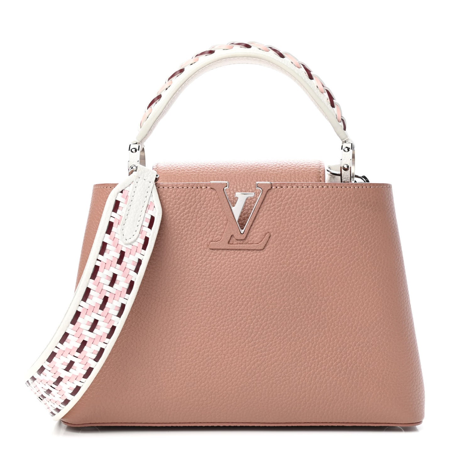 Taurillon Braided Capucines BB Bois De Rose Pink Black White
