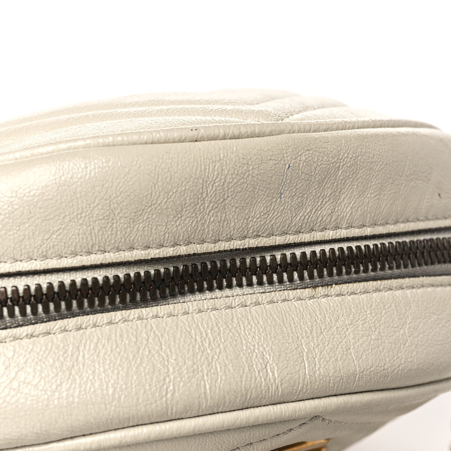Gucci Calfskin Matelasse Mini GG Marmont Round Shoulder Bag White 10 of 12