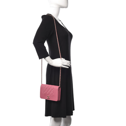 Chanel Sheepskin Quilted Mademoiselle Vintage Wallet On Chain WOC Dark Pink 2 of 12