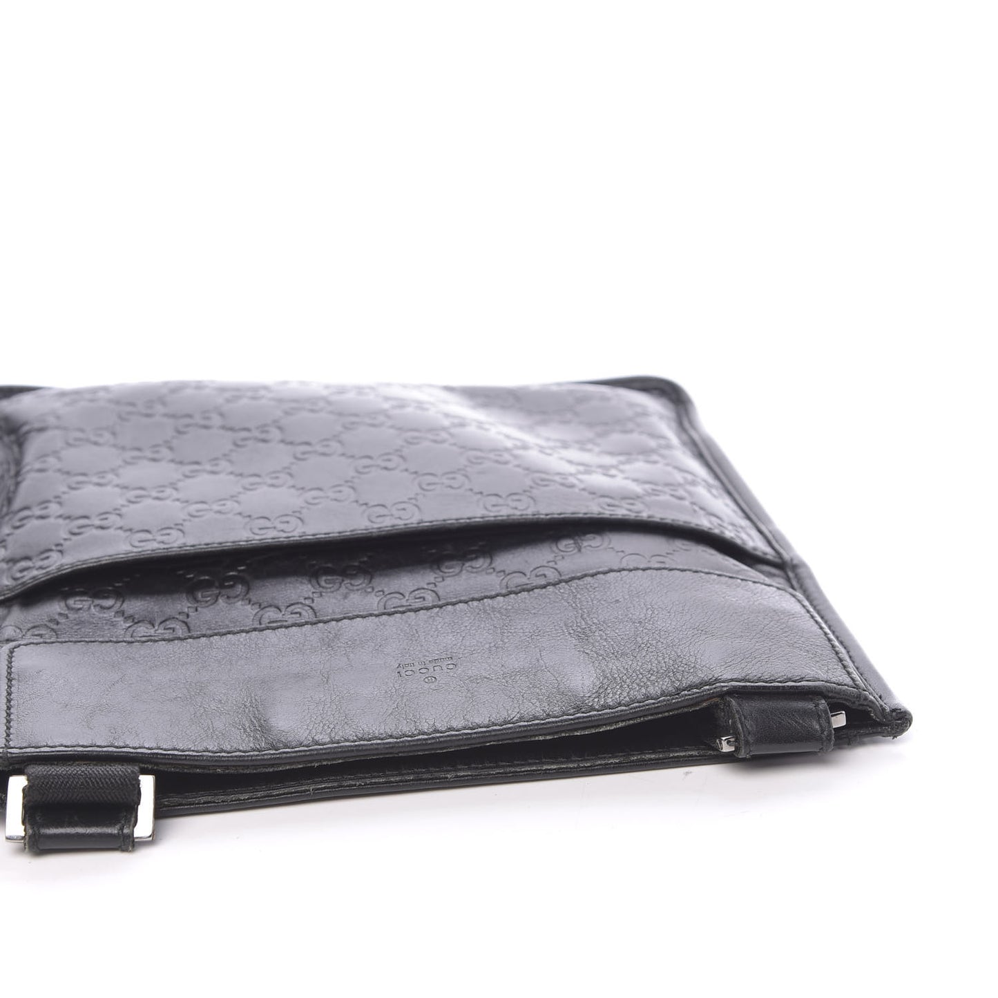Guccissima Medium Flat Messenger Bag Black
