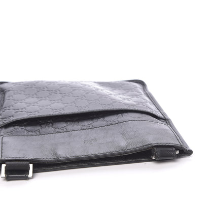 Gucci Guccissima Medium Flat Messenger Bag Black 10 of 14