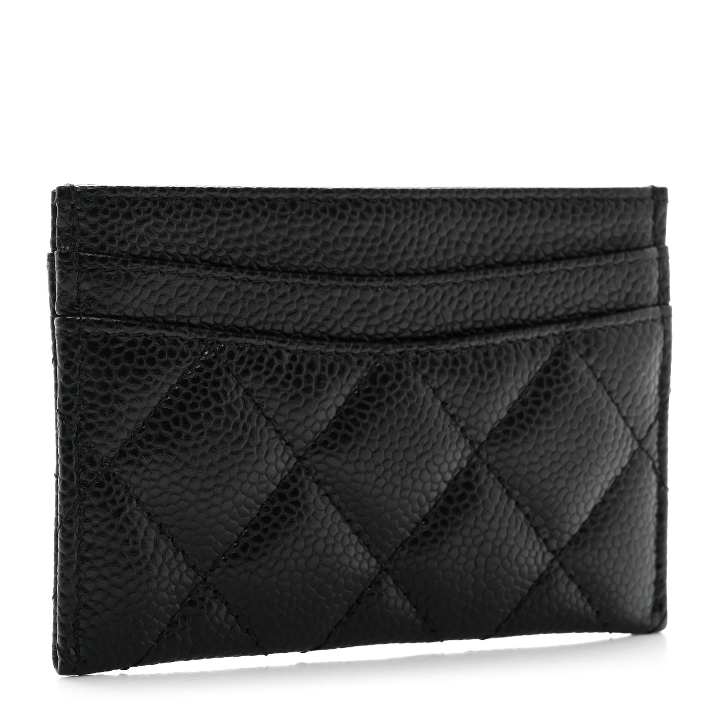 Caviar Quilted Card Holder Black