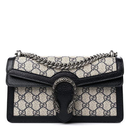 Gucci GG Supreme Monogram Textured Dollar Calfskin Small Rectangular Dionysus Shoulder Bag Beige Blue 1 of 10