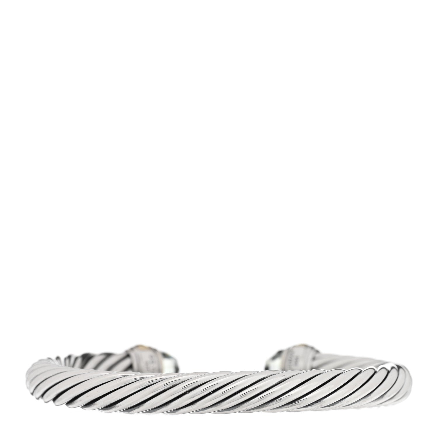 David Yurman Sterling Silver 14K Yellow Gold Prasiolite 7mm Cable Classics Bracelet 2 of 3