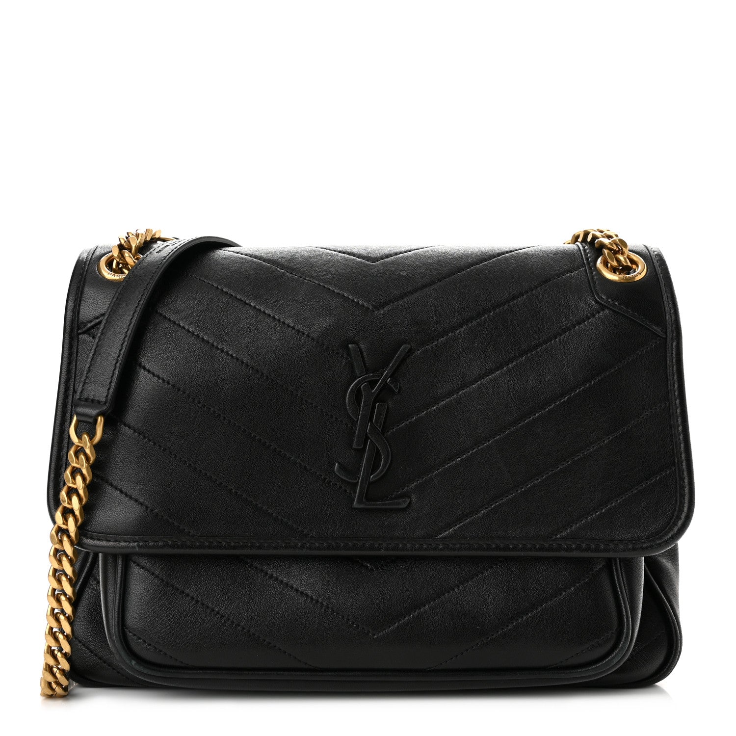Saint Laurent Lambskin Matelasse Monogram Medium Niki Chain Satchel Black 1 of 10