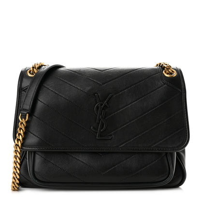 Saint Laurent Lambskin Matelasse Monogram Medium Niki Chain Satchel Black 1 of 10