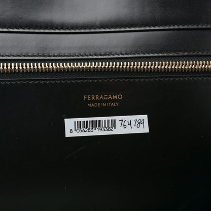 Salvatore Ferragamo Brushed Off Calfskin XL Gancini Buckles Tote Bag Black 6 of 13