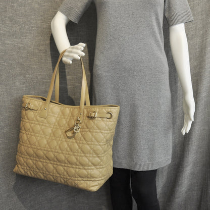 Christian Dior Coated Canvas Cannage Medium Panarea Tote Beige 3 of 9