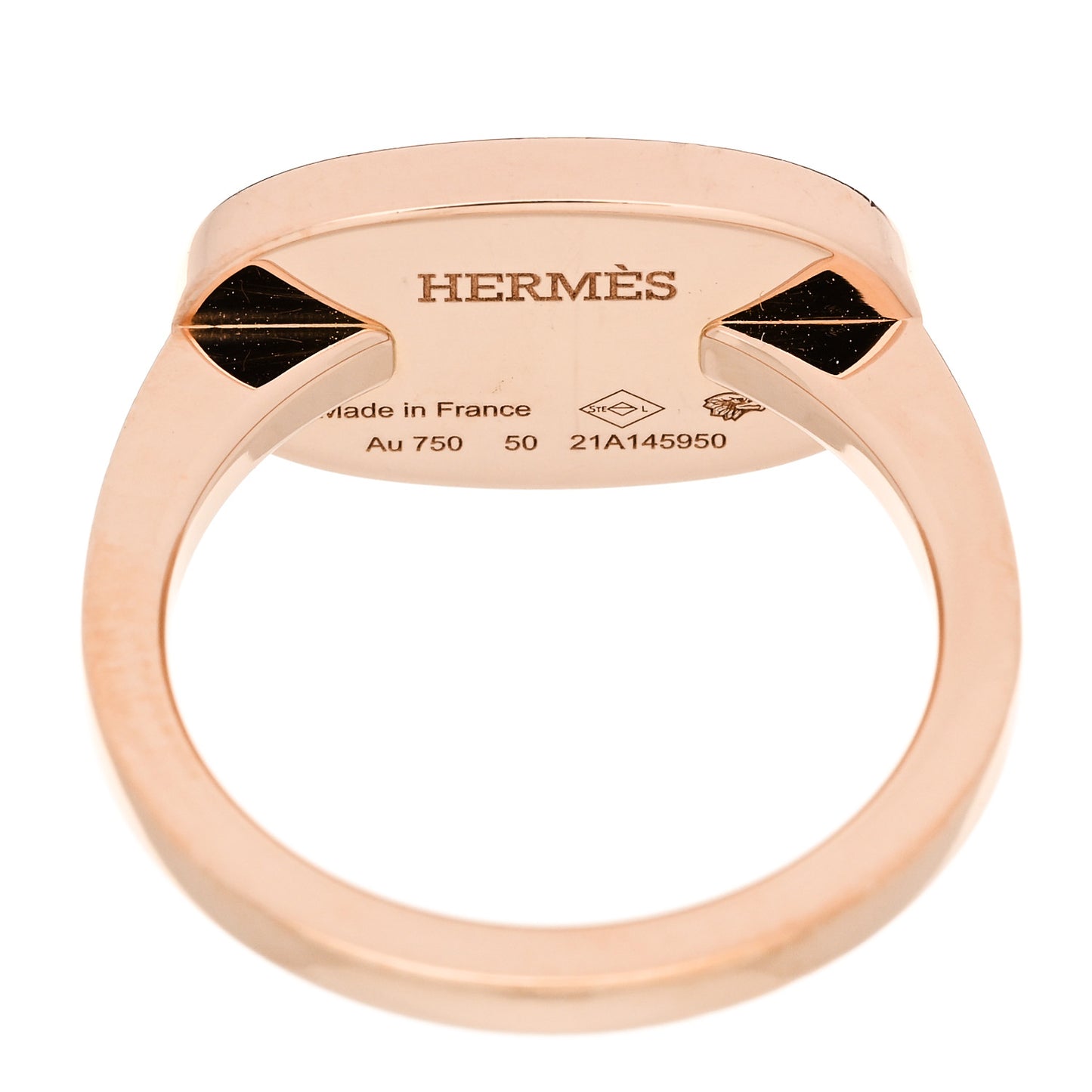 18K Rose Gold Ceramic MM Chaine d'Ancre Verso Ring 50 5.25 White
