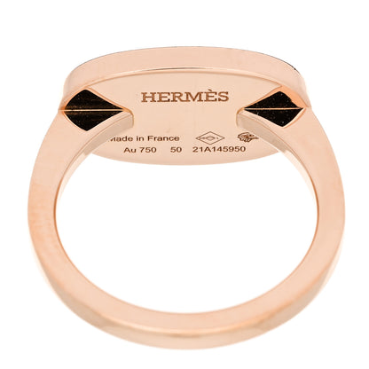 Hermes 18K Rose Gold Ceramic MM Chaine d'Ancre Verso Ring 50 5.25 White 4 of 5