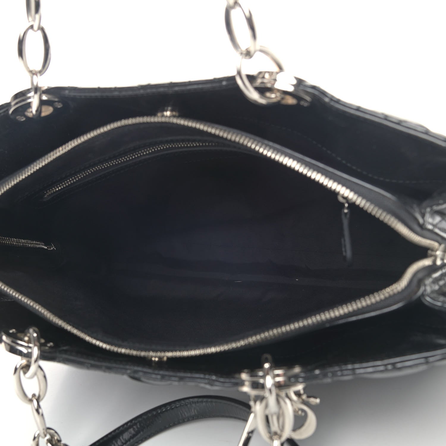 Christian Dior Patent Cannage Large Dior Soft Shopping Tote Black 5 of 10