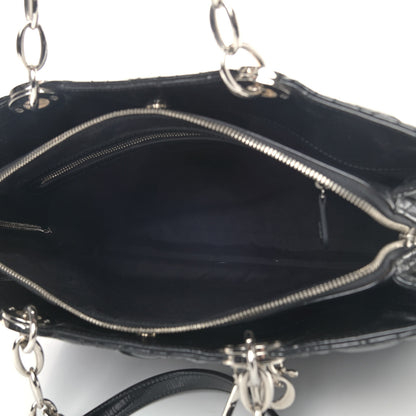 Christian Dior Patent Cannage Large Dior Soft Shopping Tote Black 5 of 10