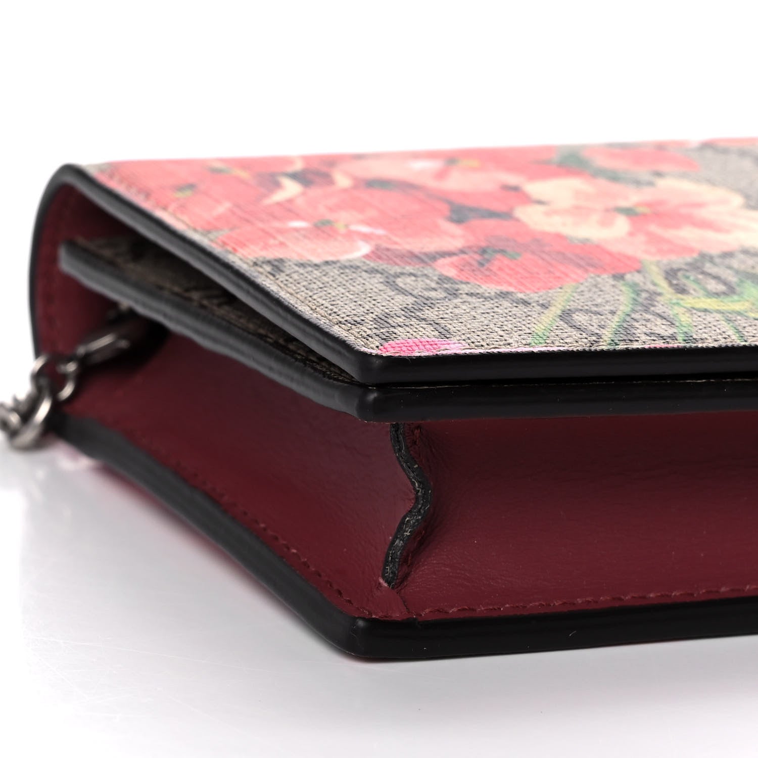 Gucci GG Supreme Monogram Blooms Chain Wallet Beige Multicolor Dry Rose 8 of 10