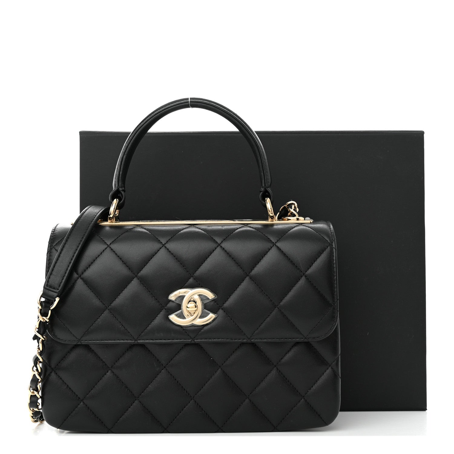Chanel Lambskin Quilted Small Trendy CC Dual Handle Flap Bag Black 3 of 15