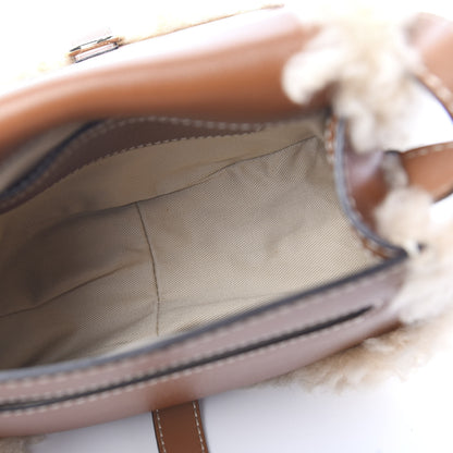 Chloe Small Grain Shiny Calfskin Shearling Small Marcie Round Crossbody Bag Caramel 4 of 8