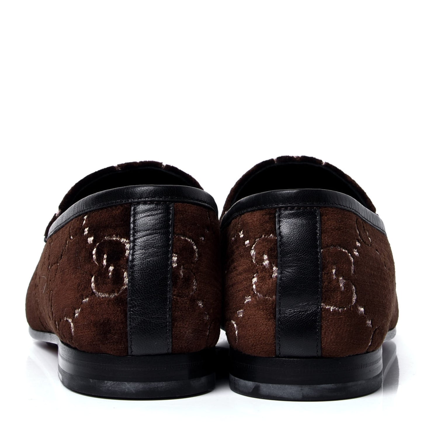 Velvet GG Monogram Horsebit Womens Jordaan Loafers 39 Brown Black