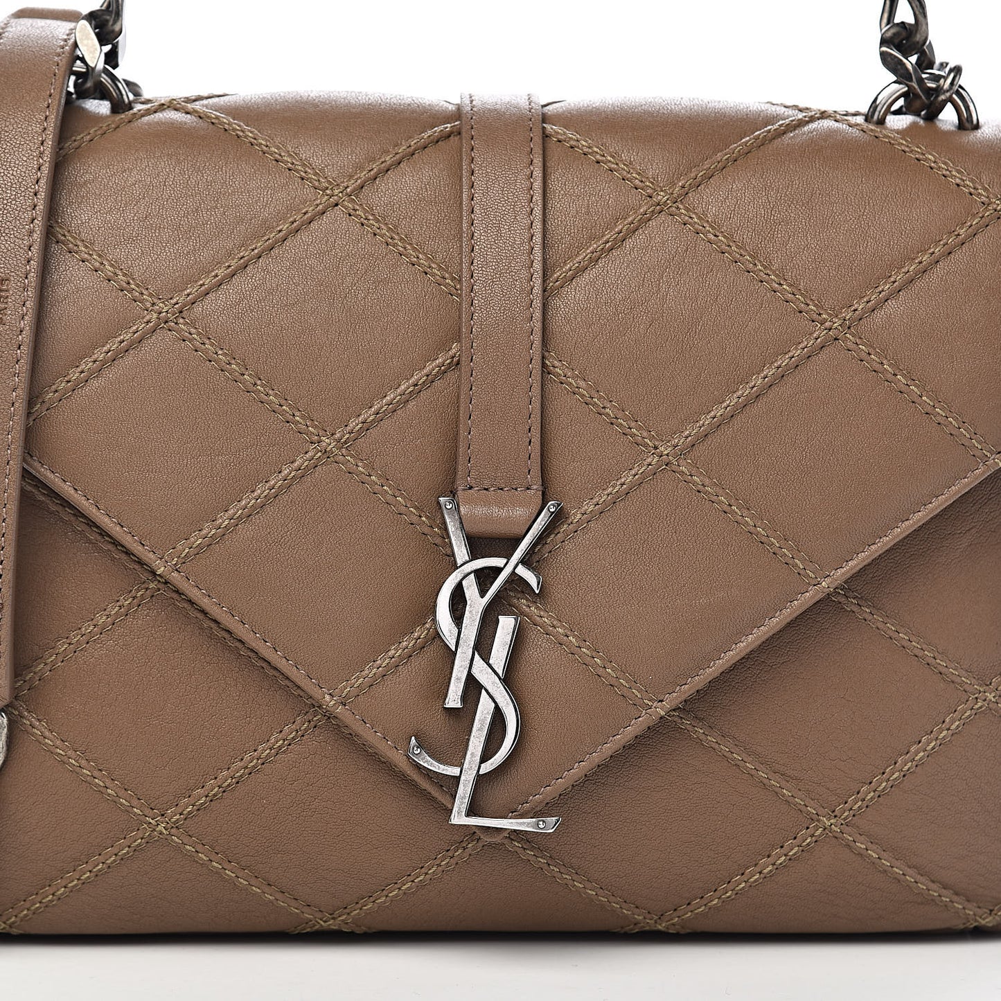 Calfskin Matelasse Diamond Quilted Monogram Medium College Bag Brown
