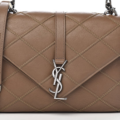 Saint Laurent Calfskin Matelasse Diamond Quilted Monogram Medium College Bag Brown 10 of 10