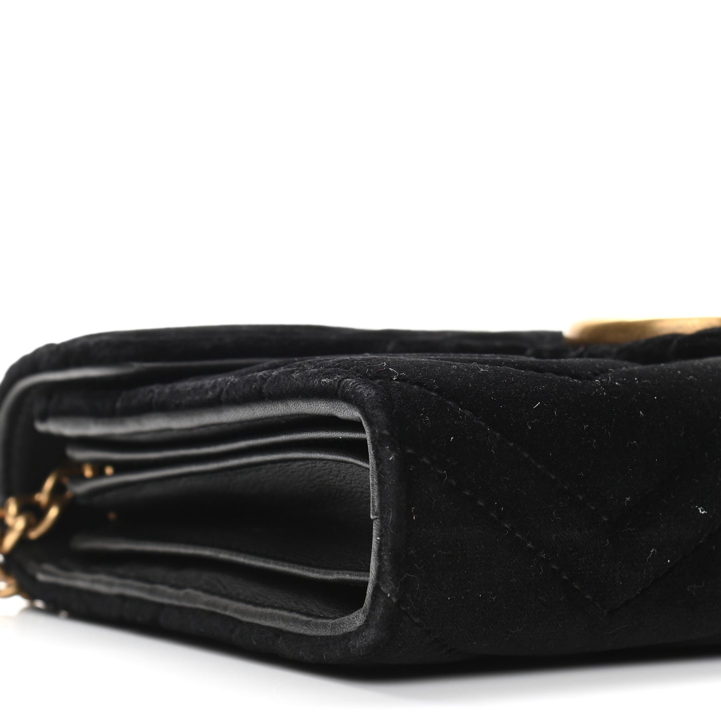 Velvet Matelasse GG Marmont Chain Wallet Black