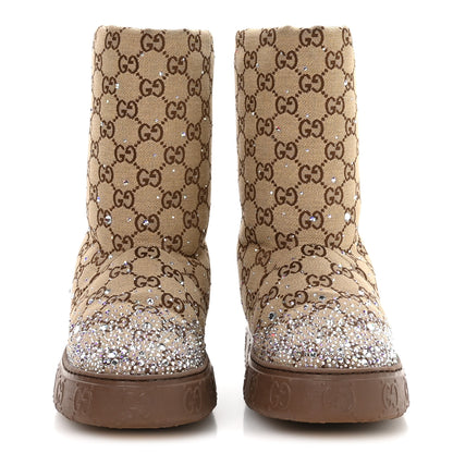 Gucci Monogram GG Strass Thermal Bootie 37 Camel Ebony 3 of 9