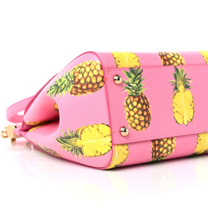 Dolce & Gabbana Dauphine Pineapple Print Medium Miss Sicily Satchel Rosa 6 of 8