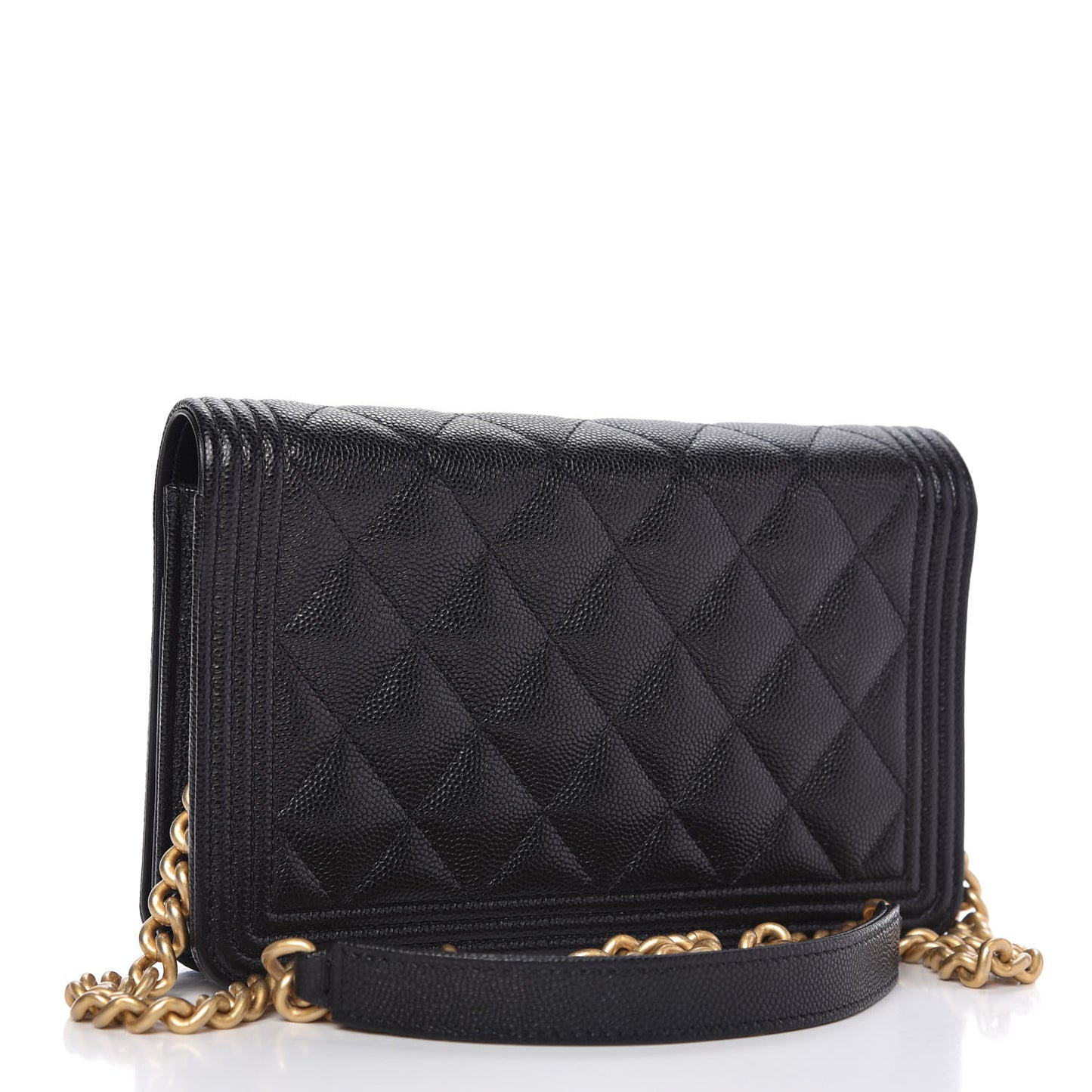 Caviar Quilted Boy Wallet On Chain WOC Black