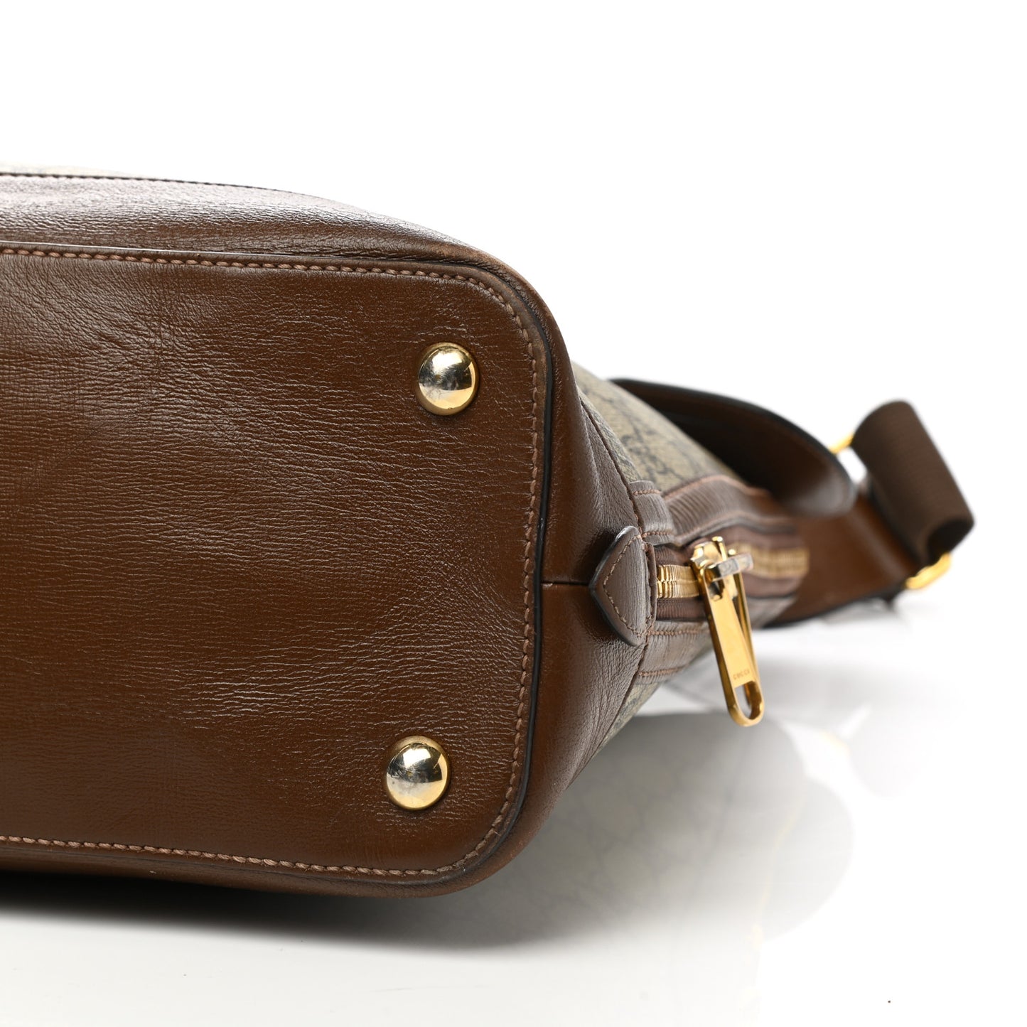 GG Supreme Monogram Azalea Calfskin Horsebit 1955 Duffle Bag Beige Ebony Brown Sugar