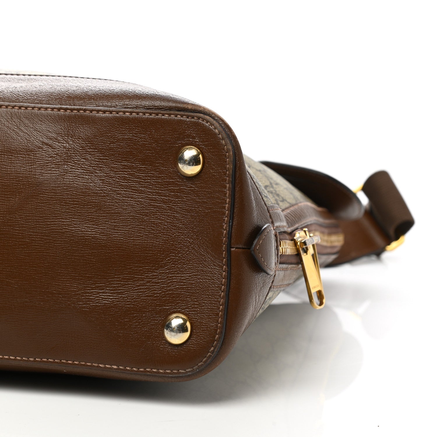 Gucci GG Supreme Monogram Azalea Calfskin Horsebit 1955 Duffle Bag Beige Ebony Brown Sugar 8 of 17