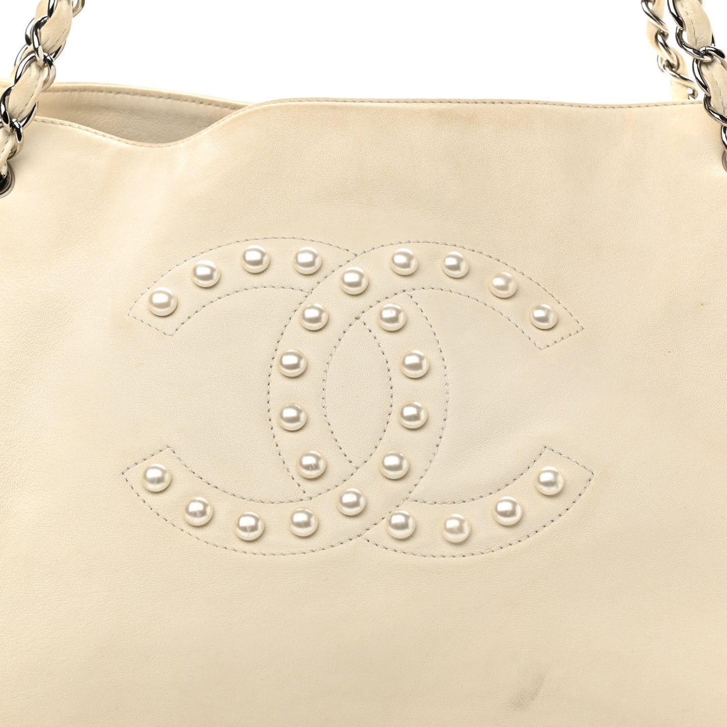 Lambskin Pearl Obsession Tote White