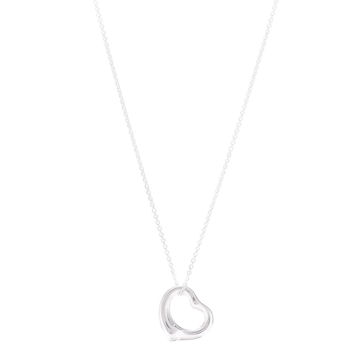 Sterling Silver 16mm Elsa Peretti Open Heart Pendant Necklace